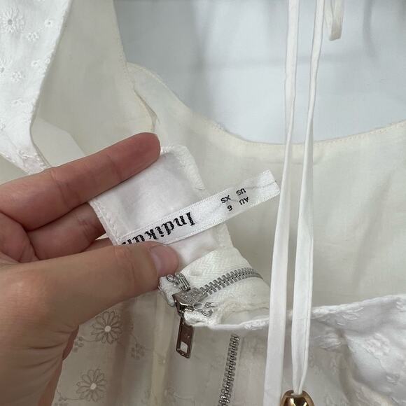 Indikah White Eyelet Ruffle Hem Romper - Picture 7 of 8